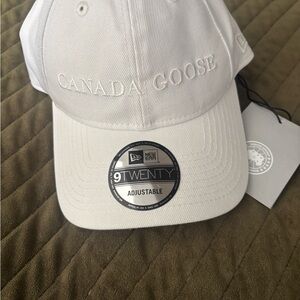 Canada Goose White Embroidered Logo Baseball Cap